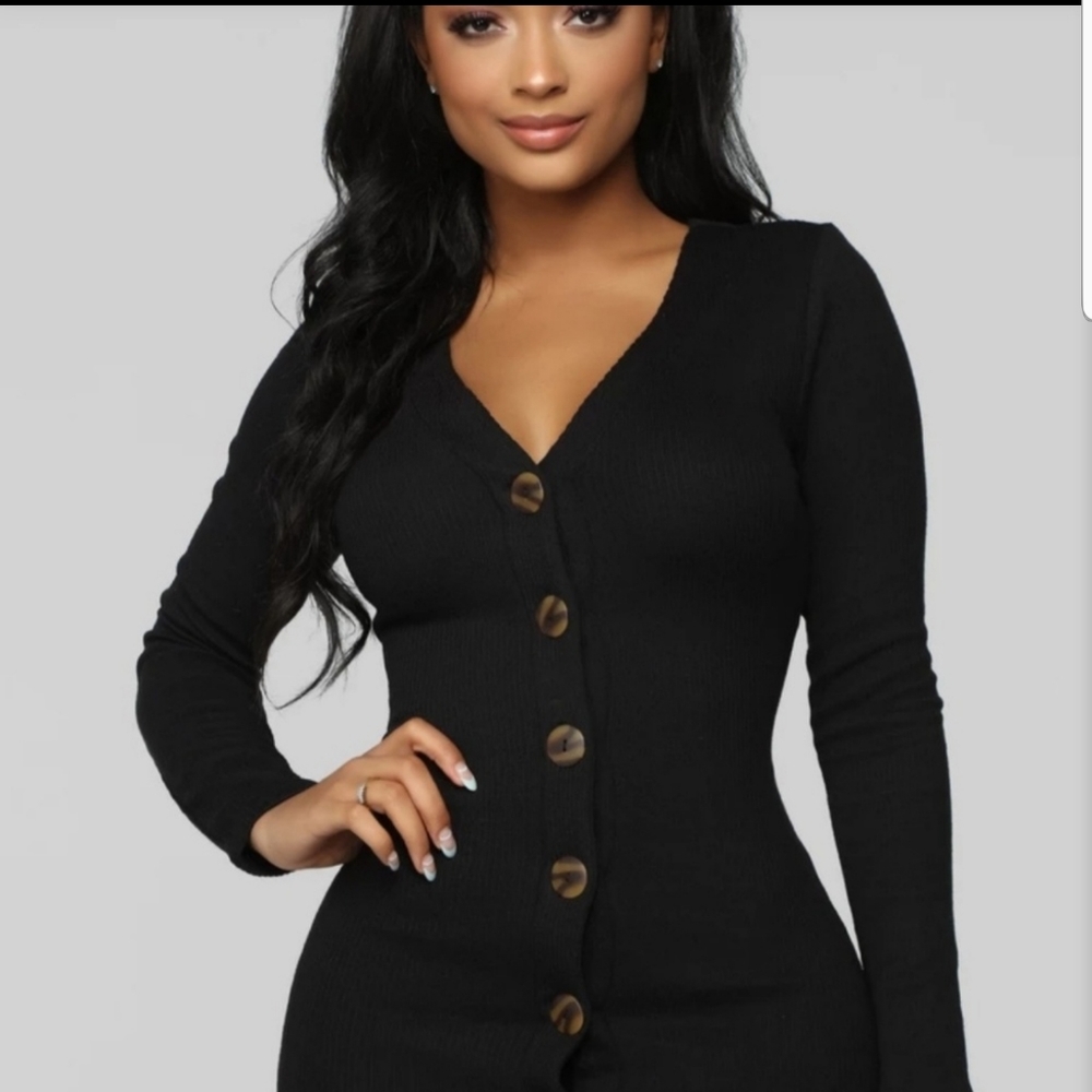 Sweater Dress- Black - Picture 3 of 4